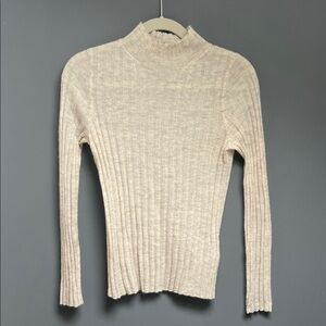 Madewell | Women's Alpaca-blend Cream Ribbed Sweater
